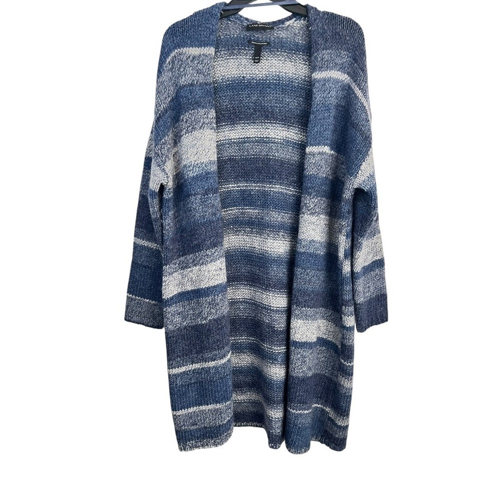 Lane Bryant Blue Striped Longline Cardigan Sweater - Size 18/20